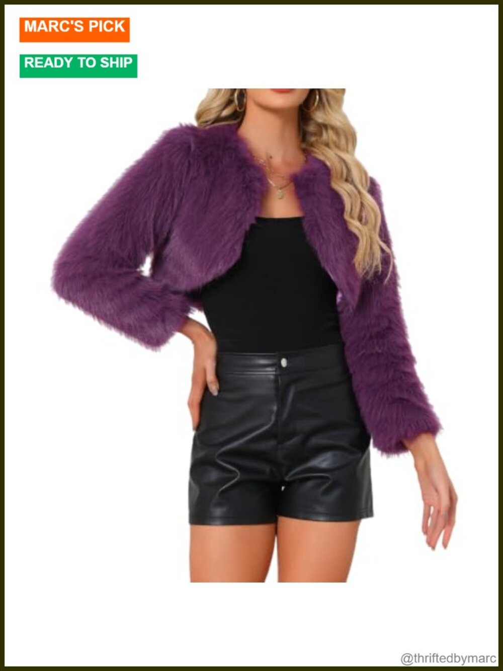 Cropped Faux Fur Shrug Wedding Bolero Open Front Long Sleeve Fuzzy Jacket